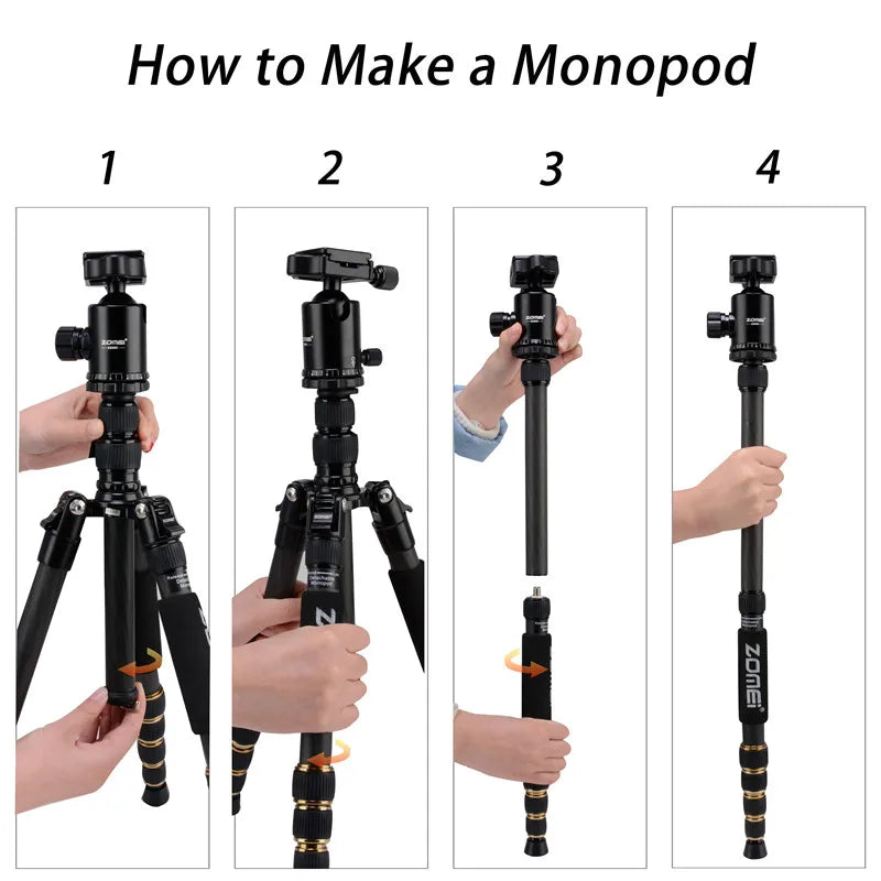 Zomei Z669C Lightweight Carbon Fiber Folding Travel Digital Professional Camera Tripod
