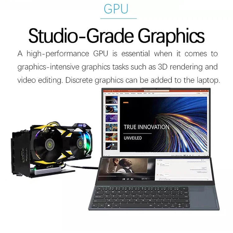 I7 I9 Gaming Laptops Brand New Double Screen 16inch+14inch RAM 64GB SSD 4TB 2K Resolution 65hz Refresh Rate AZERTY Keyboard