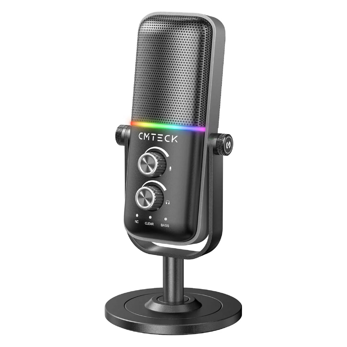 CMTECK XM600 RGB Light Condenser USB Gaming Mic Desktop Professional Recording Studio Microphone with Stand for Computer Laptop