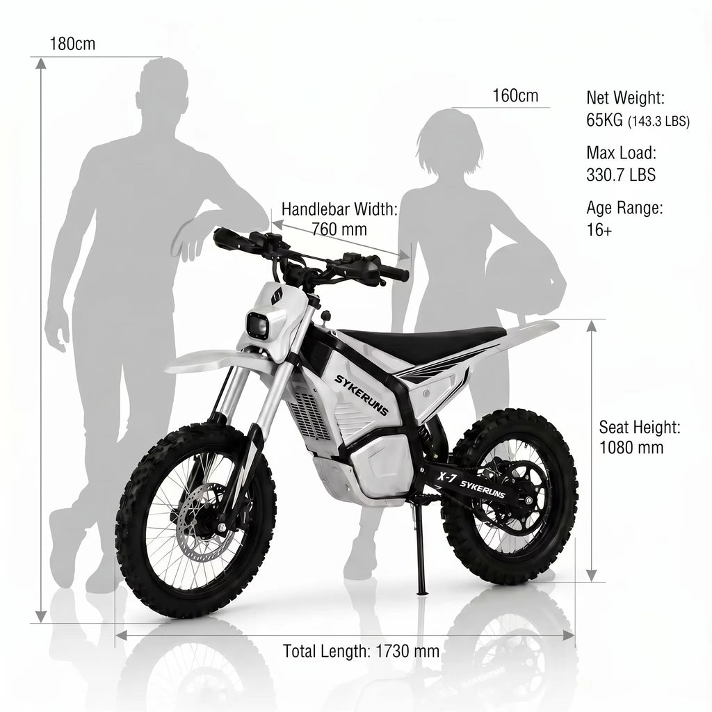 Sykeruns X7 5500W Electric Motorcycle 56MPH Off Road E-moto 60V 27Ah Removable Battery Adult Dirt Bike Pit Bike US Fast Ship