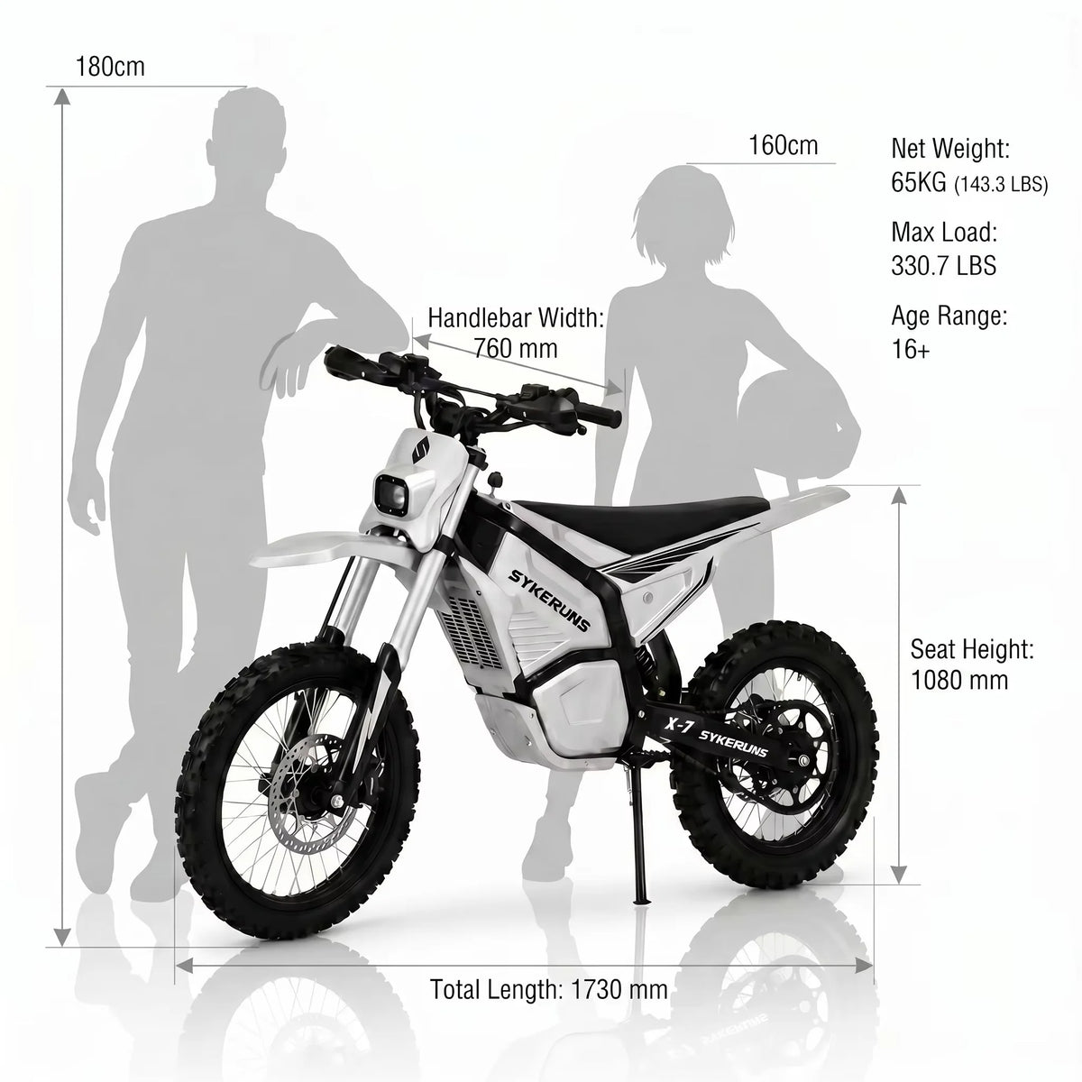 Sykeruns X7 5500W Electric Motorcycle 56MPH Off Road E-moto 60V 27Ah Removable Battery Adult Dirt Bike Pit Bike US Fast Ship