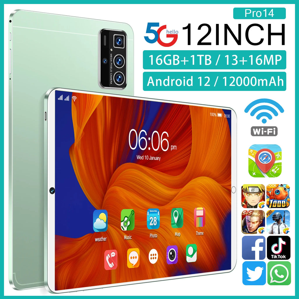 Popular 12.9 Inch Android Tablet With Dual Sim Oem Customized Brand 16gb+1tgb Educational Use Phone Call and Tablet Pc Support