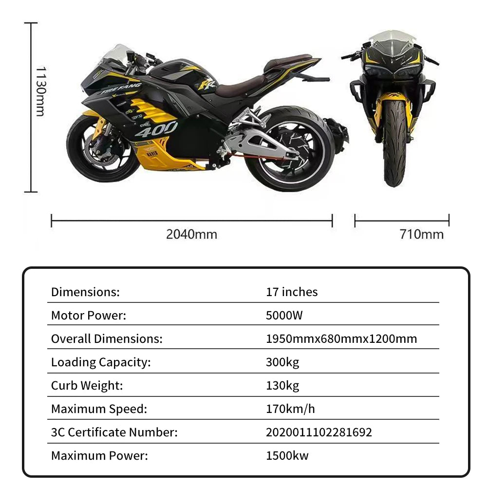 Customizable - 2025 New 72V Electric Motorcycle HighSpeed Track Racing Electric Motorcycle Wholesale 5000W 170km/h