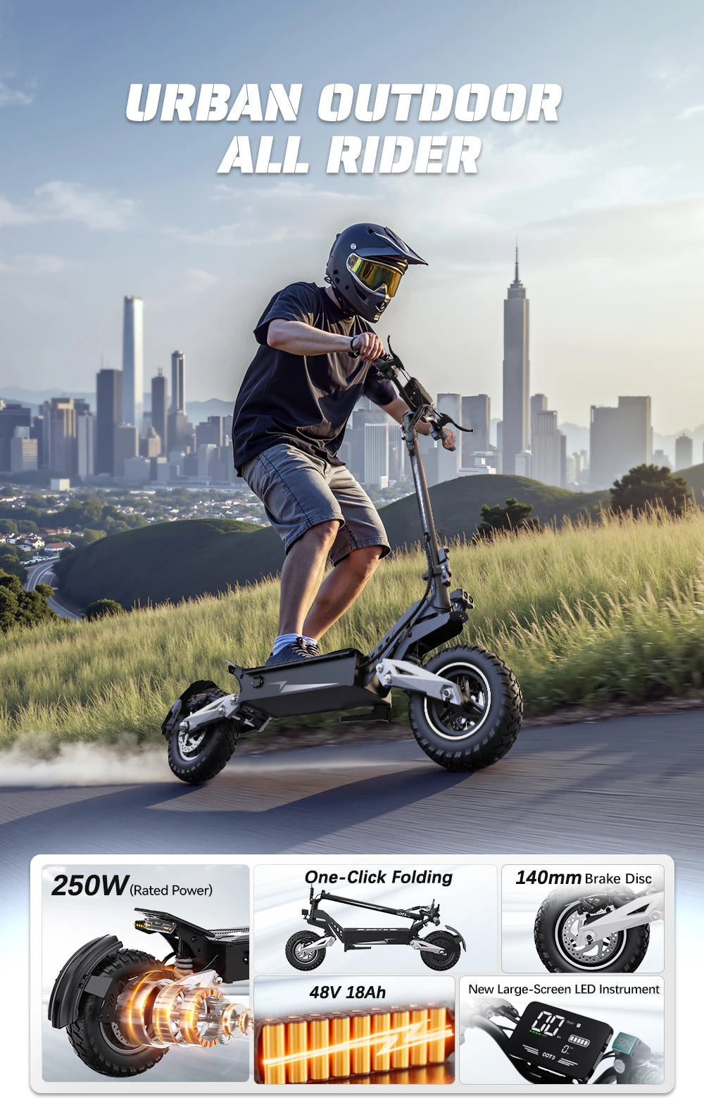 US Warehouse OOTD T10 18Ah Fast Fold Folding Foldable Electric Scooter Free Shipping Electric Scooter Adults